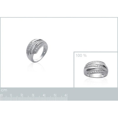 Bague argent massif 925 rhodié et oxyde de zirconium