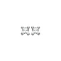 Puces d'oreilles 2 mm clous - Carmen - argent 925 rhodié - zircon carré blanc
