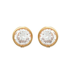 Puces d'oreilles 8 mm plaqué or 750 et oxyde de zirconium