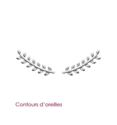 Boucles d'oreilles contour d'oreille lauriers 21 mm - Elia - argent 925 rhodié