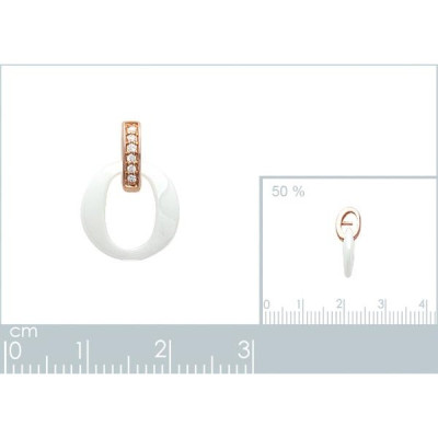Pendentif plaqué or 750 3 microns rose oxyde de zirconium et céramique