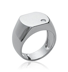 Bague argent massif 925 rhodié et oxyde de zirconium
