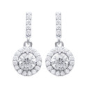 Boucles d'oreilles pendantes rondes 15 mm - Iliana - argent 925 rhodié - zircon