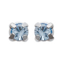 Boucles d'oreilles clous puces femme 4 mm - Lucie - argent massif - cristal bleu