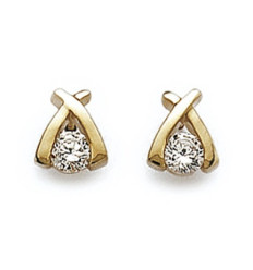 Boucles d'oreilles plaqué or puces croix et oxyde de zirconium