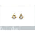Boucles puces d'oreilles Plaqué Or jaune croix Oxyde de Zirconium 8mm x 7mm