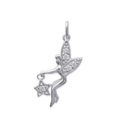 Pendentif argent massif 925 rhodié et oxyde de zirconium