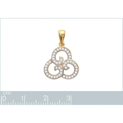 Pendentif plaqué or 750 3 microns bicolore et oxyde de zirconium micro serti