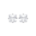 Boucles d'oreilles puces carré 5 mm - Athena - argent 925 rhodié - zircon blanc