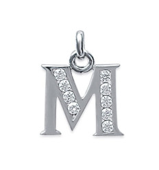 Pendentif argent massif 925 rhodié et oxyde de zirconium