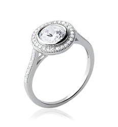 Bague argent massif 925 rhodié et oxyde de zirconium micro serti