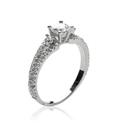 Bague argent massif 925 rhodié et oxyde de zirconium micro serti