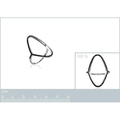 Bague argent massif 925 rhodié et oxyde de zirconium micro serti