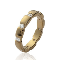 Bague plaqué or 750 5 microns et oxyde de zirconium