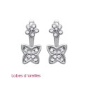 Boucles d'oreilles contours de lobe 15 mm - Orlane - argent 925 rhodié - zircons