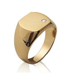 Bague plaqué or 750 5 microns et oxyde de zirconium