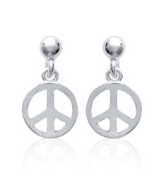 Boucles d'oreilles pendantes peace and love 15 mm - Shelly - argent 925 rhodié