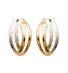 Boucles d'oreilles plaqué or 750 3 microns bicolore tiges ovale
