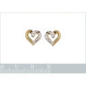 Boucles puces d'oreilles Coeur Plaqué Or 750 bicolore 8mm x 8mm