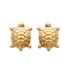 Boucles d'oreilles puces tortue plaqué or 750 3 microns