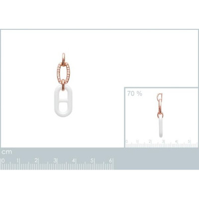 Pendentif plaqué or 750 3 microns rose oxyde de zirconium et céramique