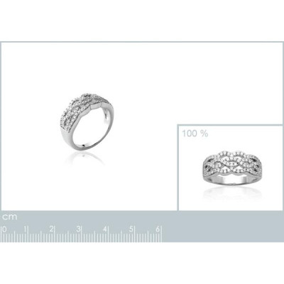 Bague argent massif 925 rhodié et oxyde de zirconium micro serti