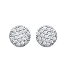 Boucles d'oreilles rondes puces clous 7 mm - Leslie - argent 925 rhodié - zircon