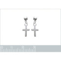 Boucles d'oreilles clous pendantes croix religieuse 17 mm - Maelle - argent 925