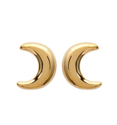 Boucles d'oreilles puces croissants de lune plaqué or 750 3 microns