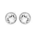 Boucles d'oreilles puces clous rondes 5 mm - Solenn - argent 925 - cristal blanc