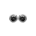 Puces d'oreilles clous rondes 4 mm - Amy - argent 925 rhodié - zircon noir