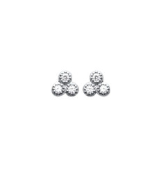 Boucles d'oreilles puces clous 5 mm - Divine - argent 925 rhodié - 3 zirconiums