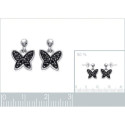 Boucles d'oreilles papillons 14 mm - Eloane - argent 925 rhodié - zircons noirs