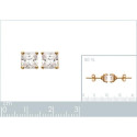 Boucles clous d'oreilles Plaqué Or 750 4 griffes Oxyde de Zirconium carré 6 mm