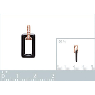 Pendentif plaqué or 750 3 microns rose oxyde de zirconium et céramique