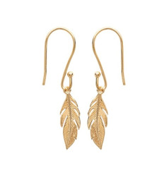 Boucles d'oreilles plaqué or 750 plumes crochets