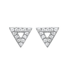 Boucles d'oreilles triangles puces 6 mm - Noelie - argent 925 rhodié - zircons