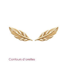 Boucles contours d'oreilles plaqué or 750 feuille