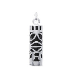 Pendentif argent massif 925 rhodié et imitation onyx