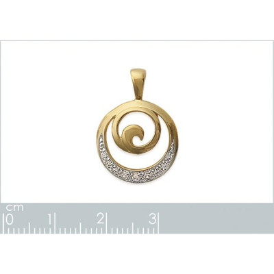 Pendentif plaqué or 750 3 microns bicolore et oxyde de zirconium