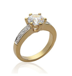 Bague plaqué or 750 5 microns bicolore et oxyde de zirconium