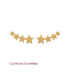 Boucles d'oreilles contour d'oreille 4 étoiles plaqué or 750