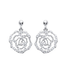 Boucles d'oreilles pendantes rondes 20 mm - Odelia - argent 925 rhodié - zircon