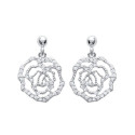 Boucles d'oreilles pendantes rondes 20 mm - Odelia - argent 925 rhodié - zircon