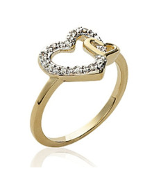 Bague plaqué or 750 5 microns bicolore et oxyde de zirconium