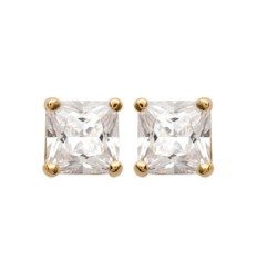 Boucles d'oreilles plaqué or 750 clous d'oreille oxyde de zirconium 4mm carré