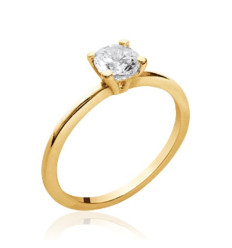 Bague plaqué or 750 5 microns et oxyde de zirconium