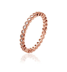 Bague plaqué or 750 5 microns rose et oxyde de zirconium micro serti