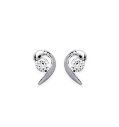 Boucles d'oreilles puces clous 9 mm - Madina - argent 925 rhodié - zirconium