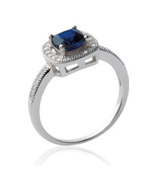 Bague argent massif 925 rhodié et oxyde de zirconium micro serti